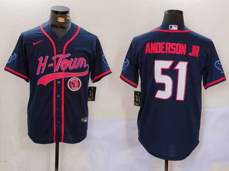 Men Houston Texans #51 Anderson jr Blue Second generation joint name 2024 Nike Limited NFL Jersey style 3->houston texans->NFL Jersey